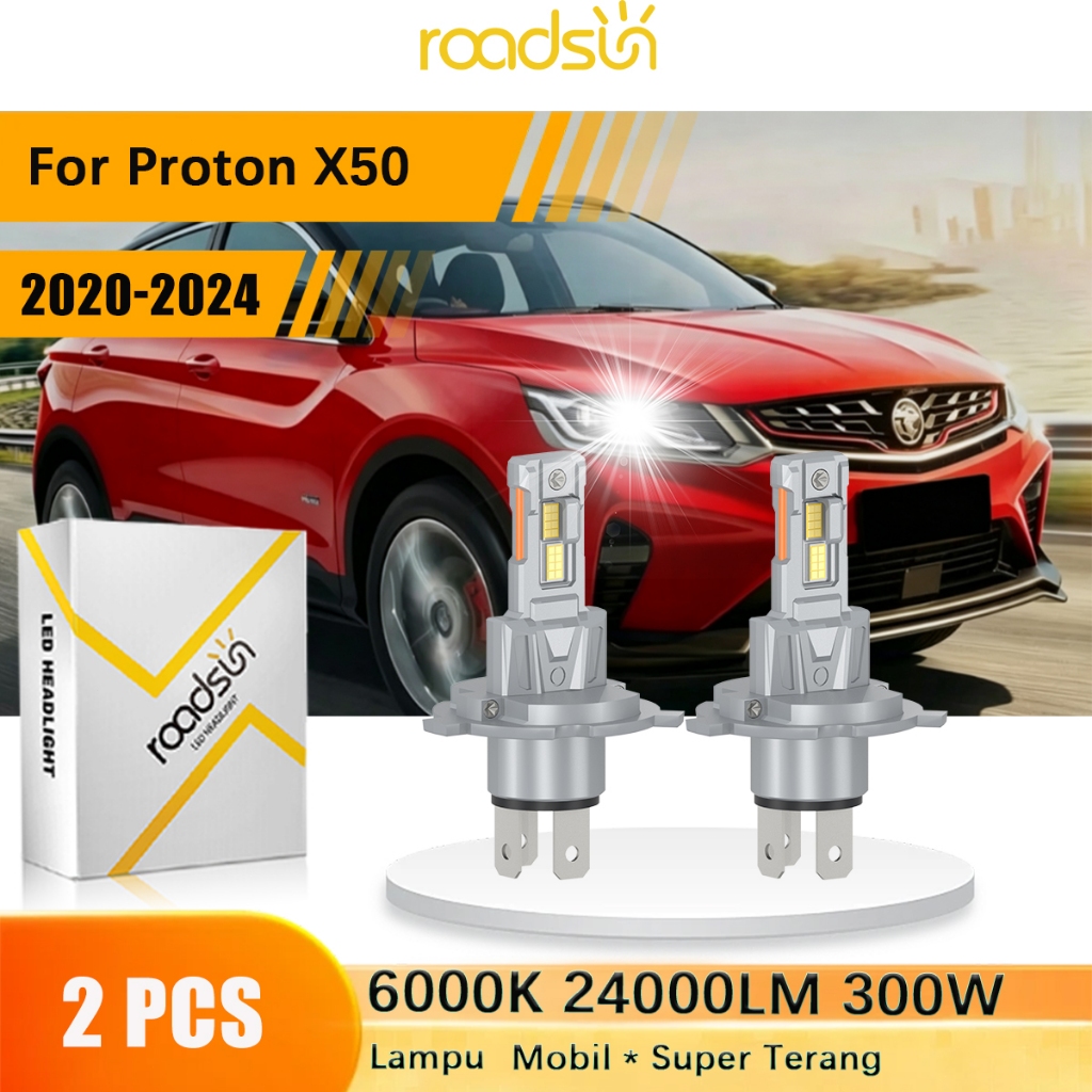 Roadsun LED Lampu Depan Mobil For Proton X50 2020-2024 2PCS Soket H4 Kepala Lampu Ganda 300W 24000LM