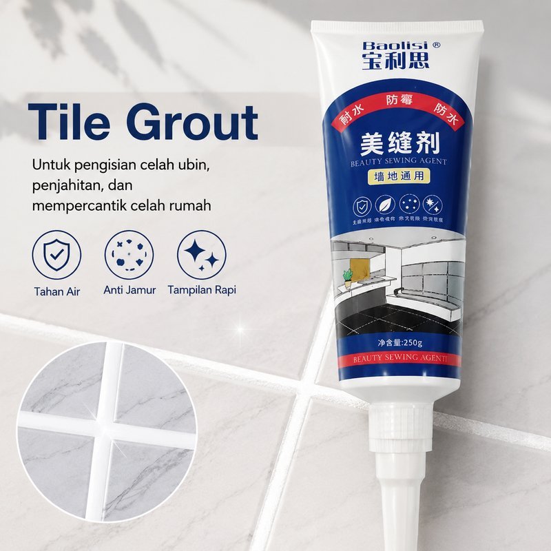 Lem Nat Keramik Anti Jamur Waterproof 250g Untuk Lantai Dinding Ubin Keramik Marmer Dan Granit
