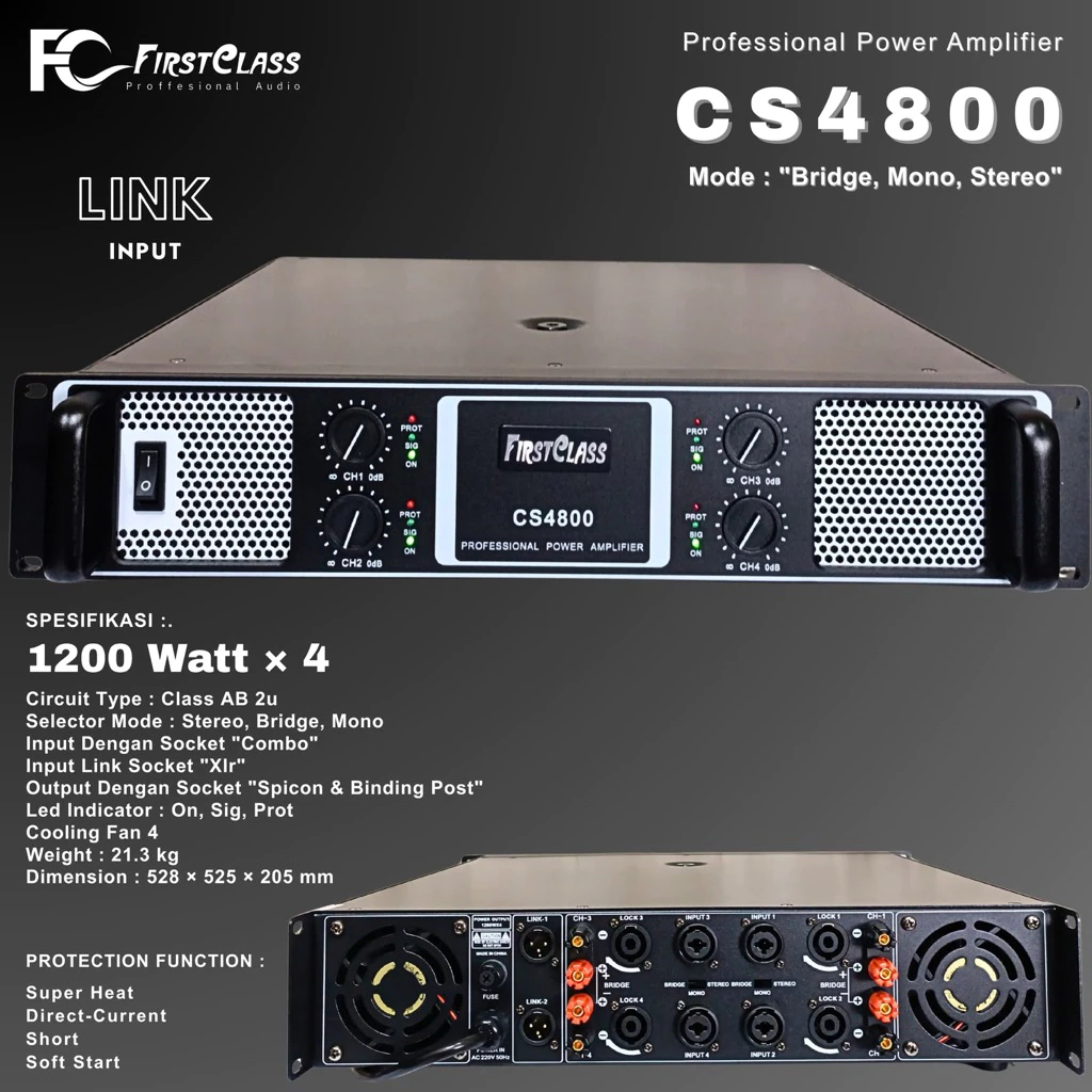 Power Amplifier Firstclass CS 4800 Original 2 Channel Firstclass CS4800 | LAPAK ELEKTRONIK