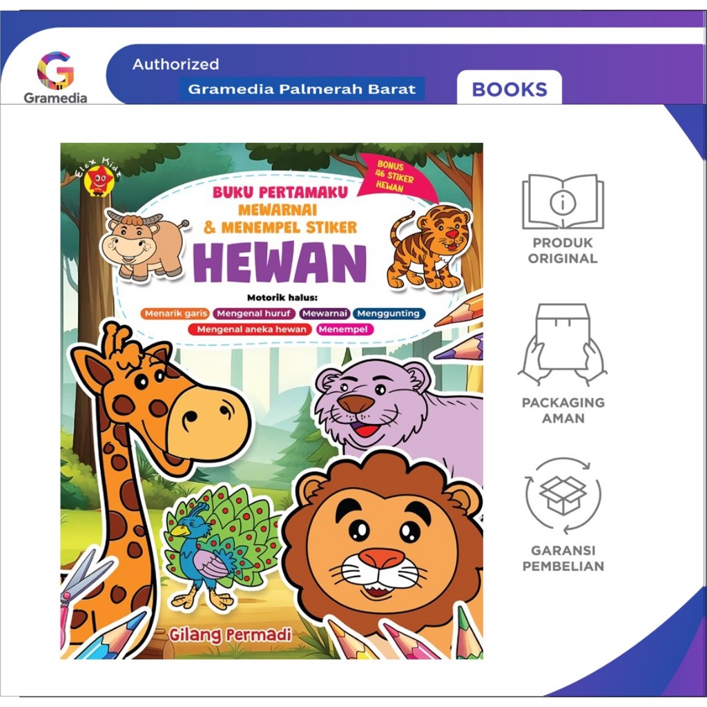 Buku Pertamaku Mewarnai & Menempel Stiker Hewan