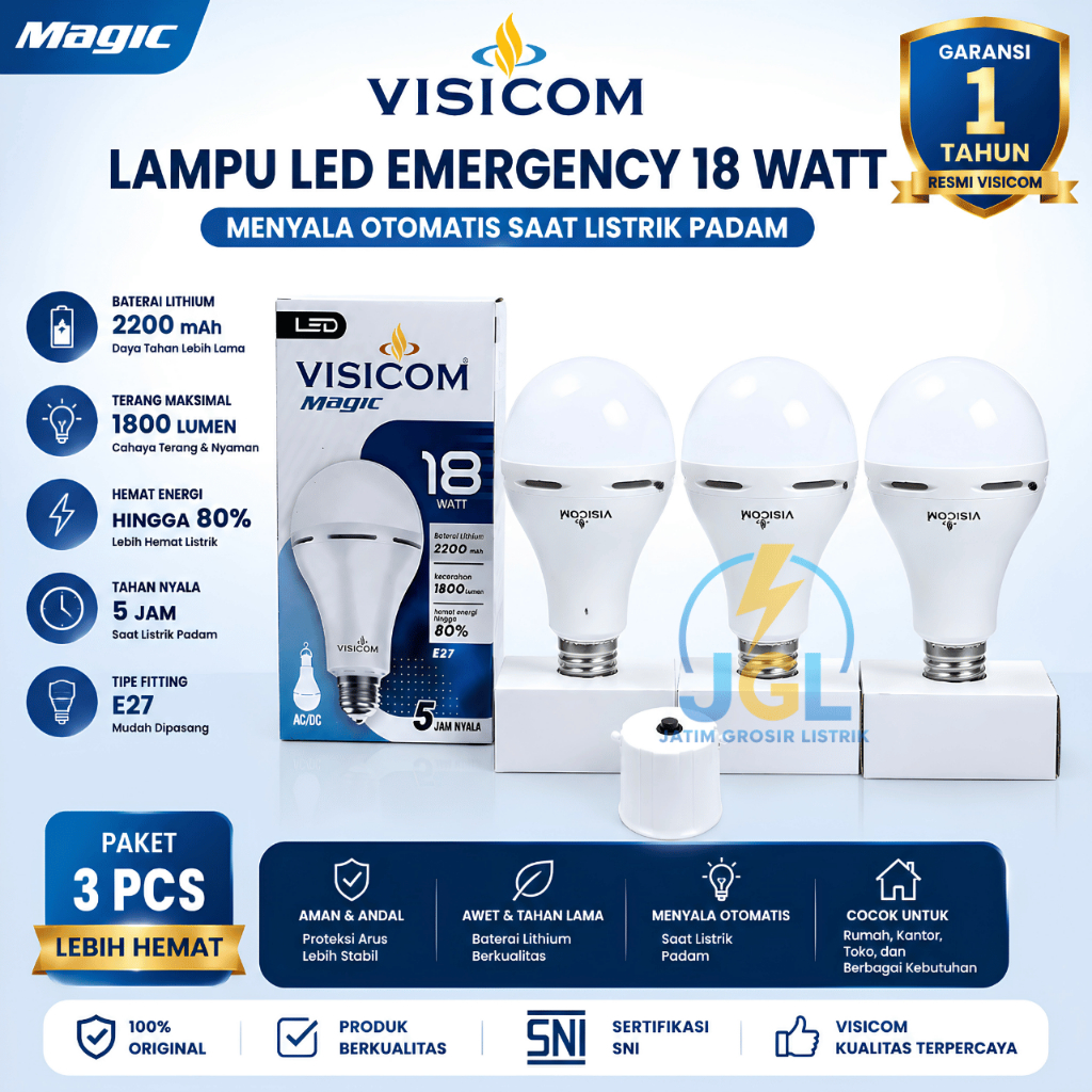 Paket 3 Pcs Lampu Magic Visicom 18 Watt Lampu Emergency Visicom Garansi 1 Tahun