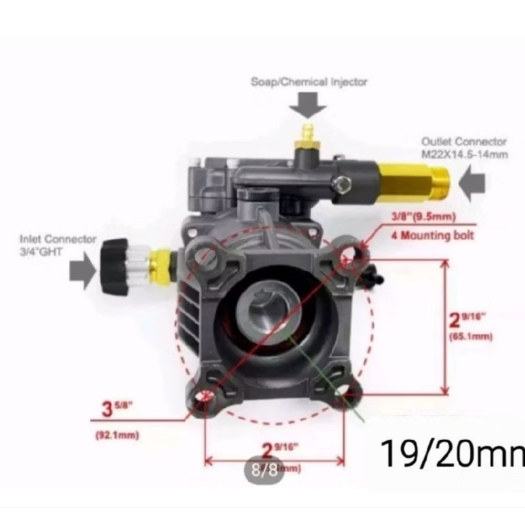 Head pump axial 2500 psi 19mm merk robotech