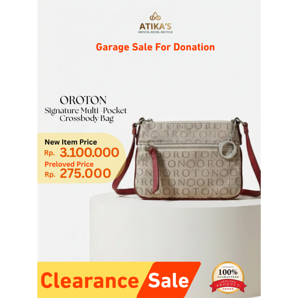 SALE PRELOVED SLINGBAG RED BEIGE OROTON