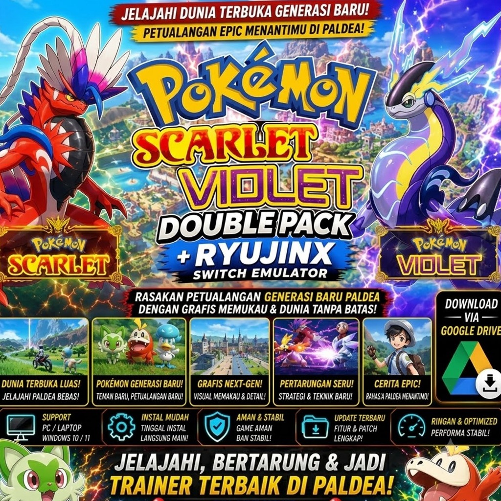(RDP) POKEMON SCARLET VIOLET DOUBLE PACK + RYUJINX SWITCH EMULATOR - PC GAME