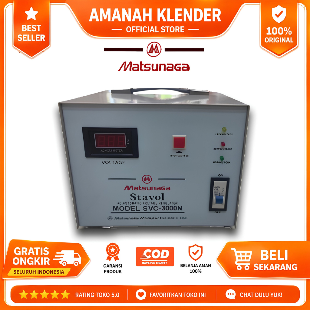 Stabilizer listrik MATSUNAGA 3000wat 3000va 3000watt stavol