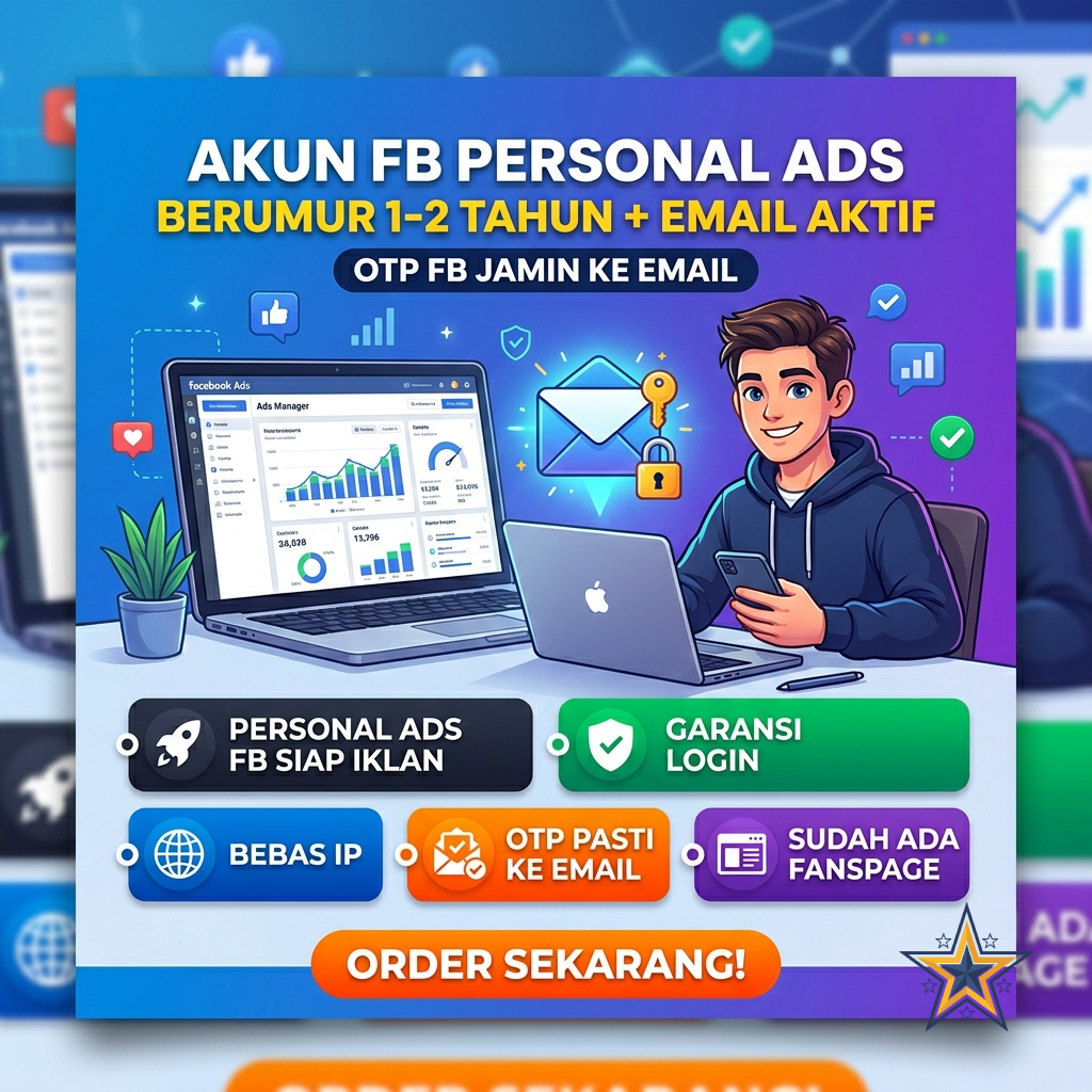 Akun FB Personal Ads Berumur 1-2 Tahun + Email Aktif ( OTP FB Jamin Ke Email )