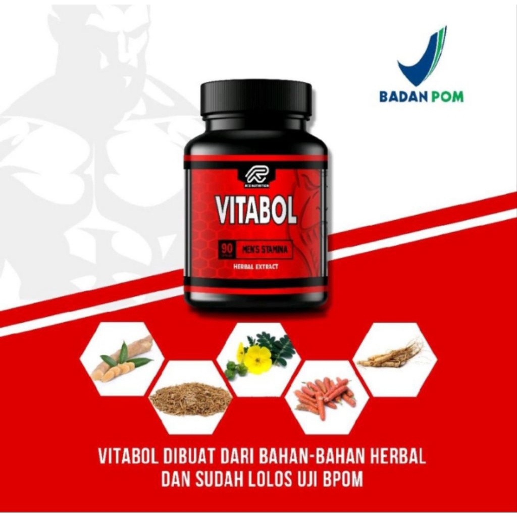 Vitabol 90 Kapsul Suplemen Pembentuk Otot | Suplemen Fitness Herbal Testosteron Booster