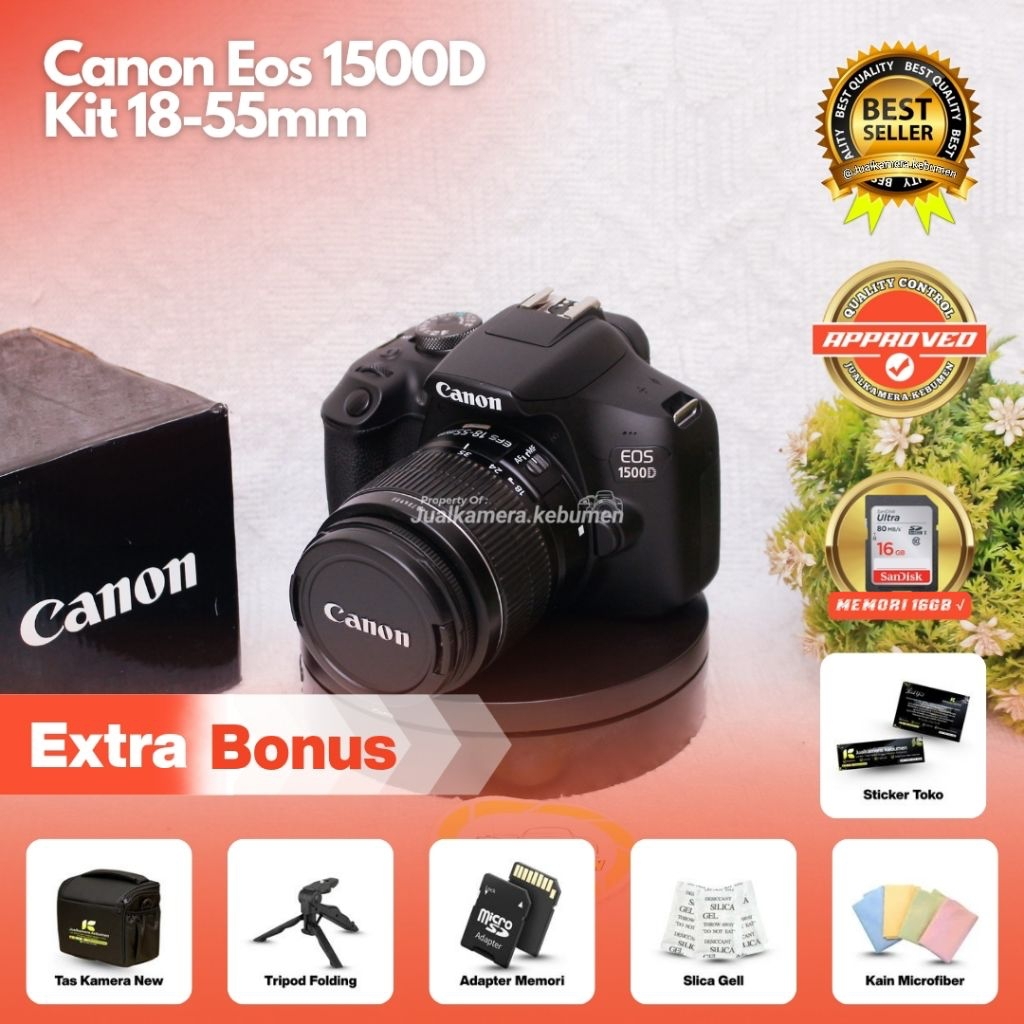 KAMERA CANON EOS 1500D + LENSA KIT 18-55MM IS WIFI / Canon EOS 1500D Kit 18-55nm / Kamera DSLR Canon
