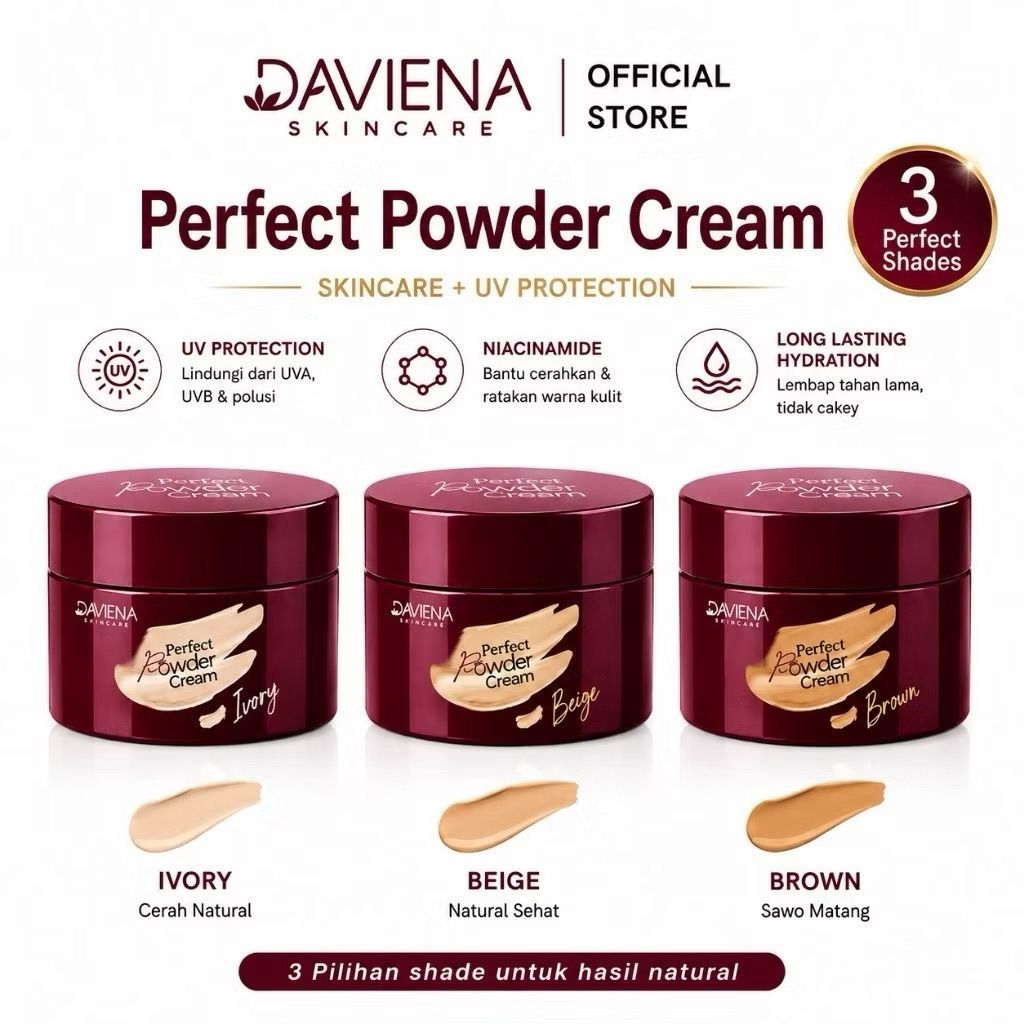 DAVIENA BEDAK BASAH READY STOCK  Perfect Powder Cream 10ml ( 1PCS )