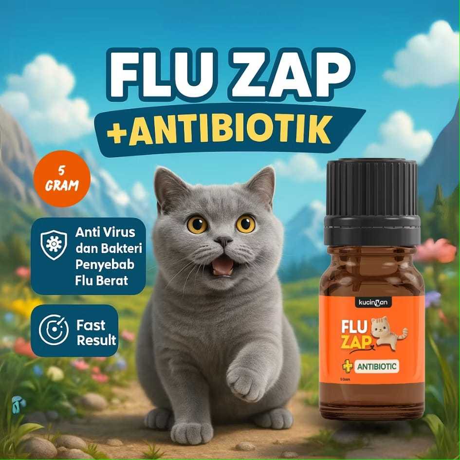 Flu Zap Antibiotik Untuk Kucing 5 Gram - Flu Berat - Flu Menahun - Hasil Cepat