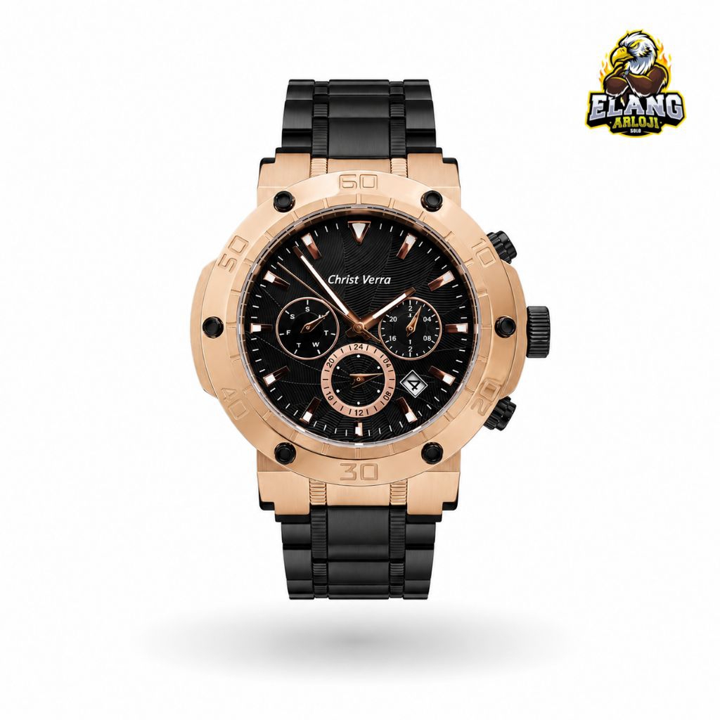 JAM TANGAN PRIA CHRIST VERRA CV 52283G-18 BLK ORIGINAL
