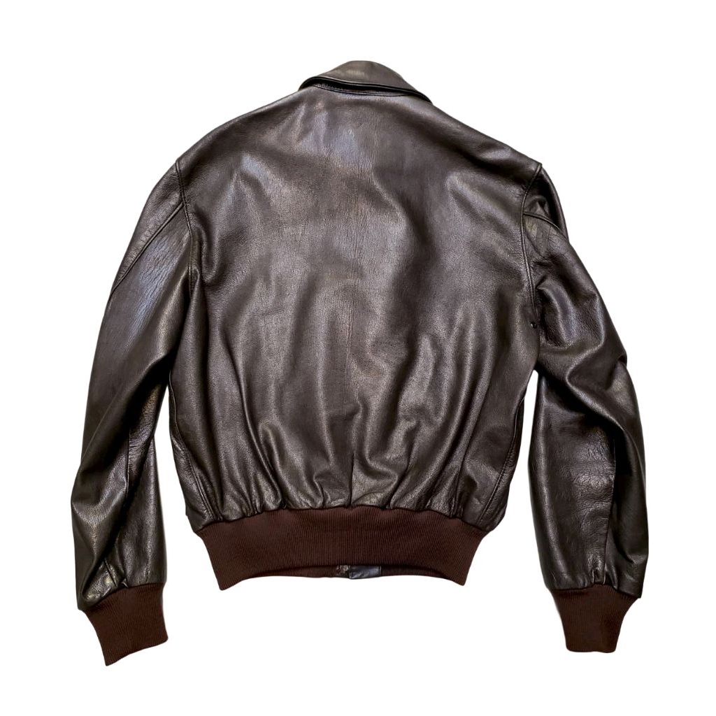 Vtg LL Bean A2 Style Military Flight Jacket X Jaket Kulit Pilot Bomber Ralph Edwards Star Sportswear