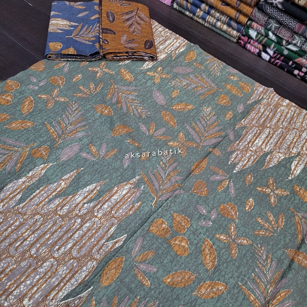 BATIK ECOPRINT MOTIF DAUN WARNA COKLAT
