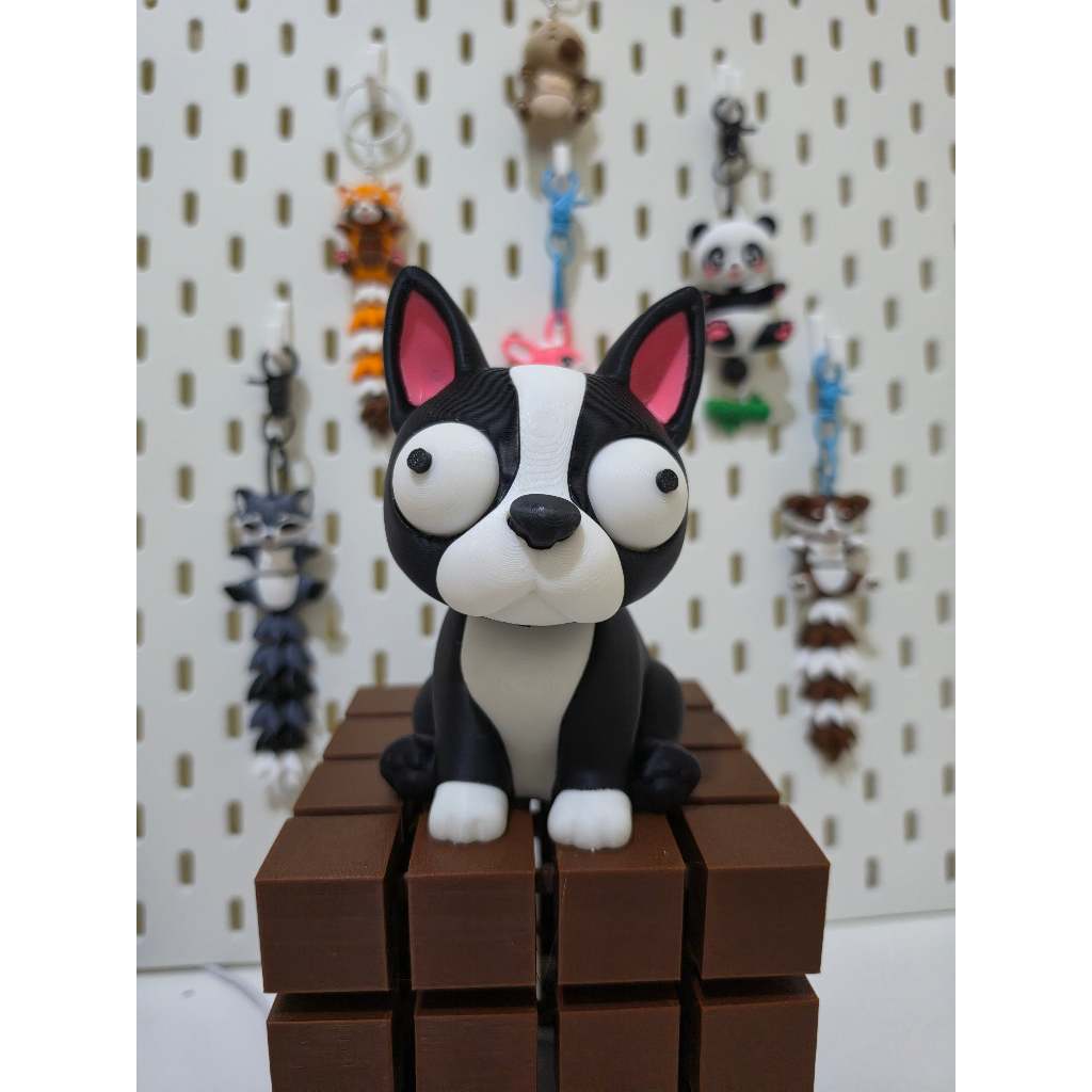 Grizzly Goofy Series Boston Terrier 3D Printed Premium Pajangan Meja Anjing Lucu Mainan Edukasi Anak