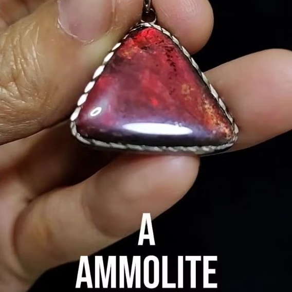 S925 AMMOLITE Pendant Crystalized Ammonite Shell Organic Gemstone Liontin Kristal Perak