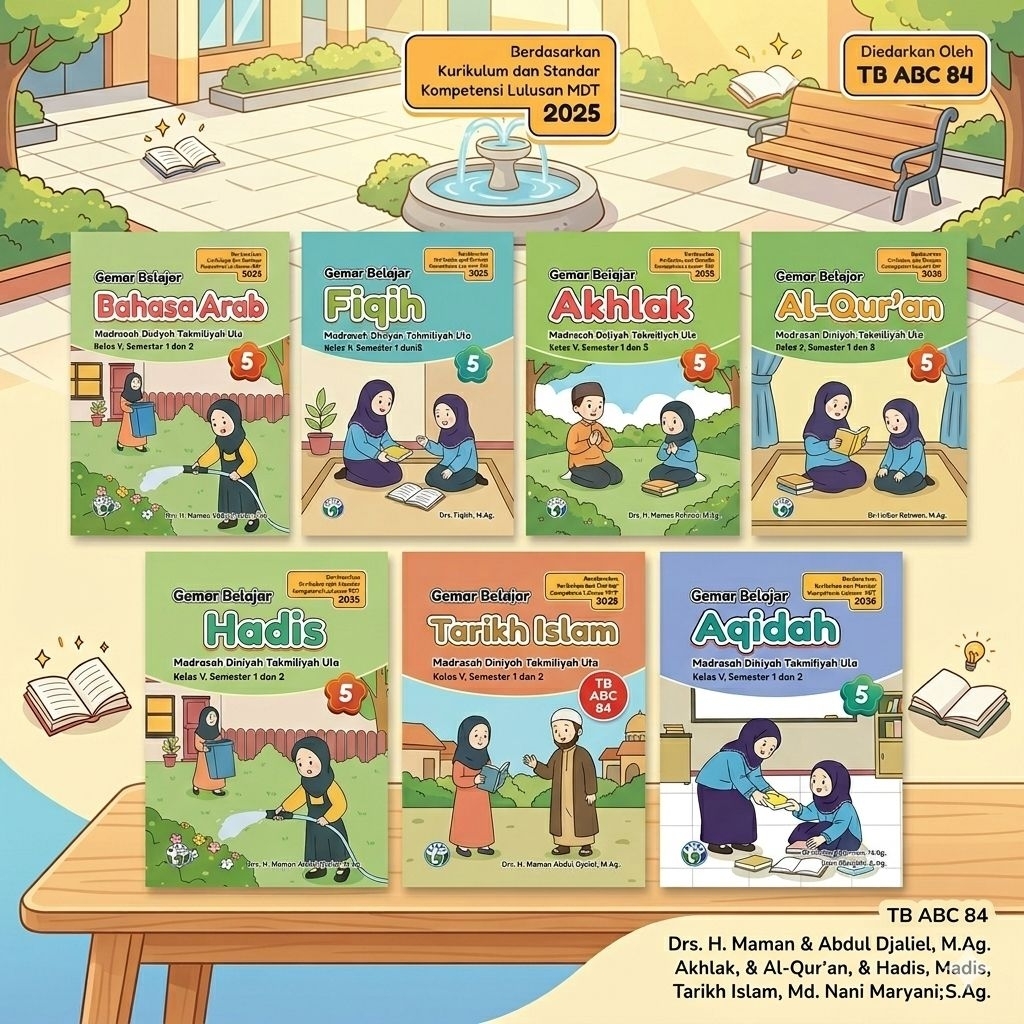 Buku Paket MDTU/MDTA kelas 5 Madrasah Diniyah Takmiliyah Ula kurikulum 2025 7 mapel versi 6 tahun