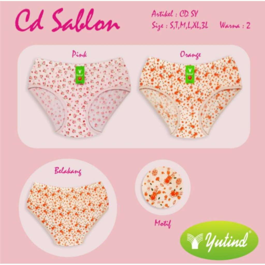 YUTIND SABLON - CD Wanita Yutind JUMBO UK S, M, T, L, XL, XXL ( ISI per BIJI ) - YUTIND SABLON MOTIF