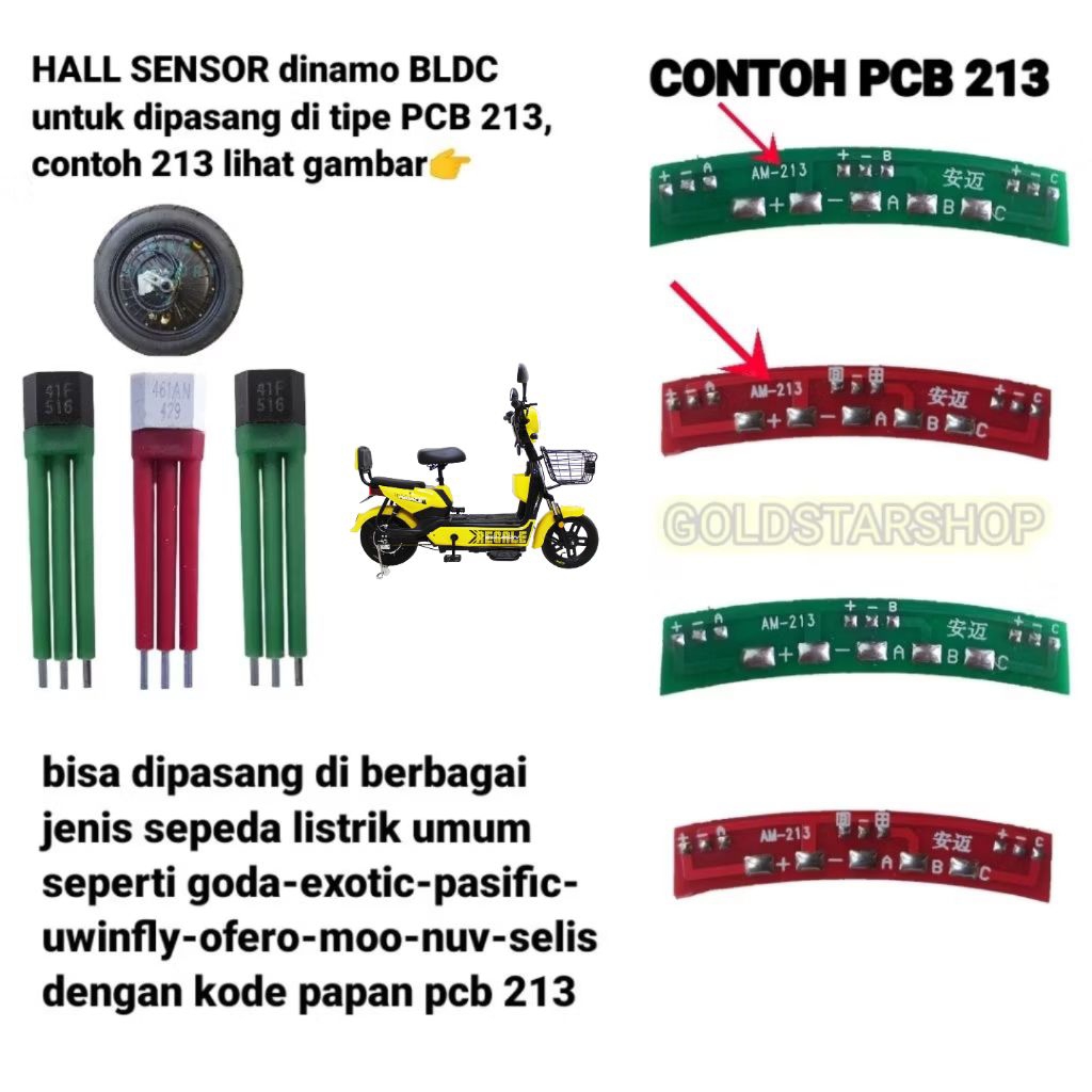213 HALL SENSOR ONLY UNTUK PENGGANTI PADA SEPEDA LISTRIK UWINFLY GODA EXOTIC PASIFIC OFERO ALENKA MO