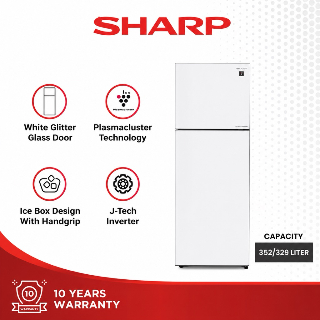 SHARP SJ456GIGW / SHARP KULKAS 2 PINTU J-TECH INVERTER SJ-456GI-GW