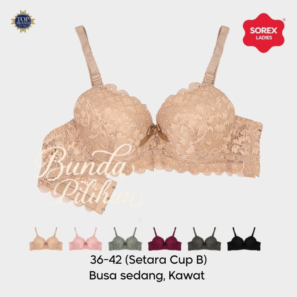 Sorex BH Bra Kawat Renda Full Lace Brukat Busa Sedang Cup B Size 36 38 40 42 Original