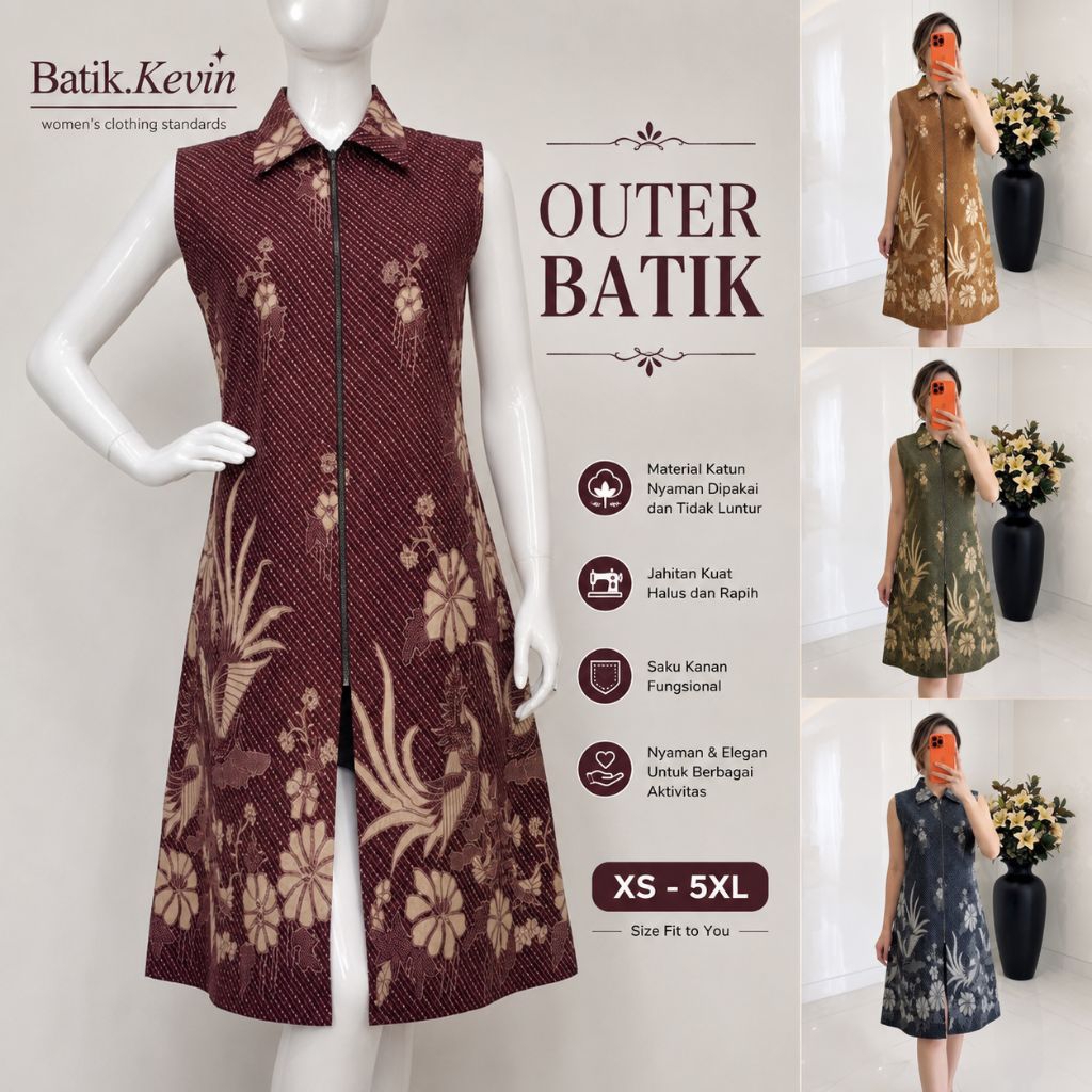 BATIK KEVIN _ Cardigan Jumbo Blazer Batik Wanita/Blazer/Atasan Batik outer