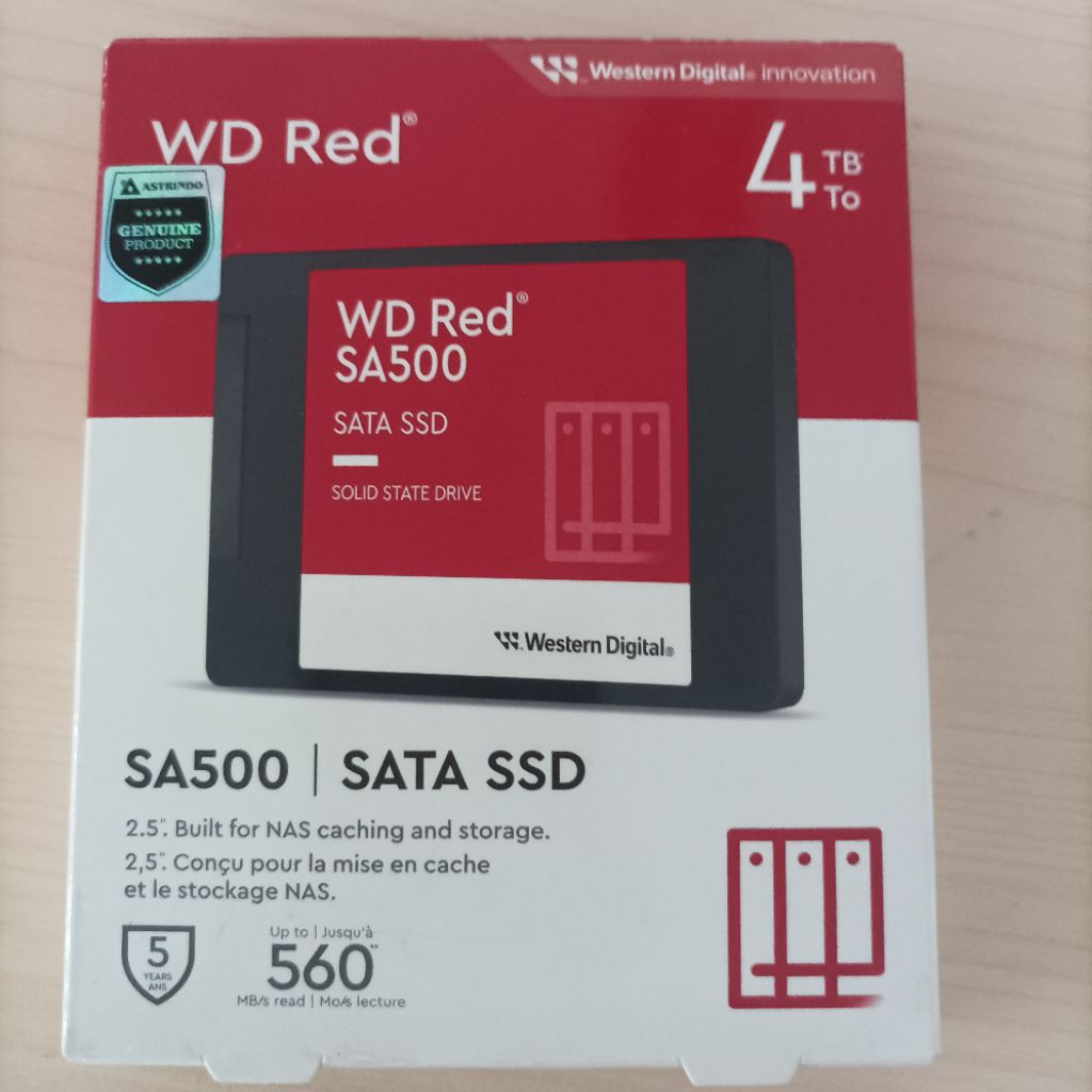WD Red SA500 4TB SSD SATA 2.5 Inch Untuk NAS, Hitam Merah, Garansi hingga 2029