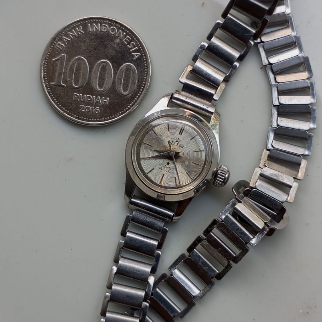 jam tangan vintage Nelson manual winding jadul all stainless Swiss made