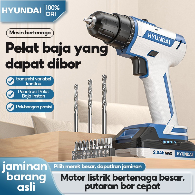 HYUNDAI Mesin Bor Listrik Set Lengkap Tangan Bor Beton Bor Tembok Alat Bor Obeng Bor Kayu