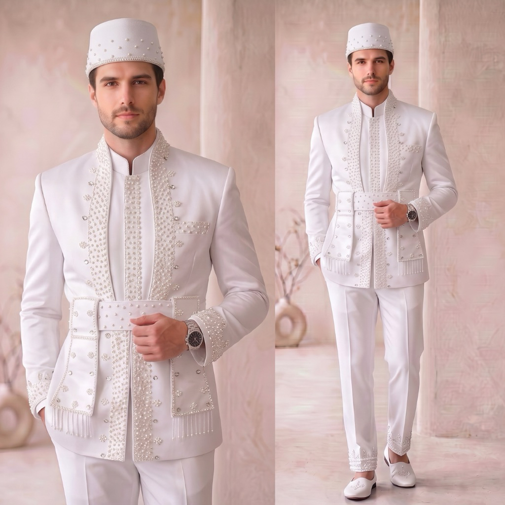 Beskap sunda pria pengantin putih | Beskap pria modern | Basofi pengantin sunda