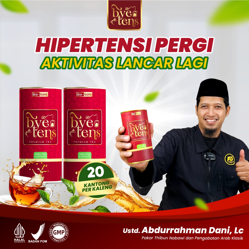 Paket 2 Kaleng - Bye Tens Teh Hijau Herbal Obat Hipertensi Turunkan Darah Tinggi Kolestrol Asam Urat