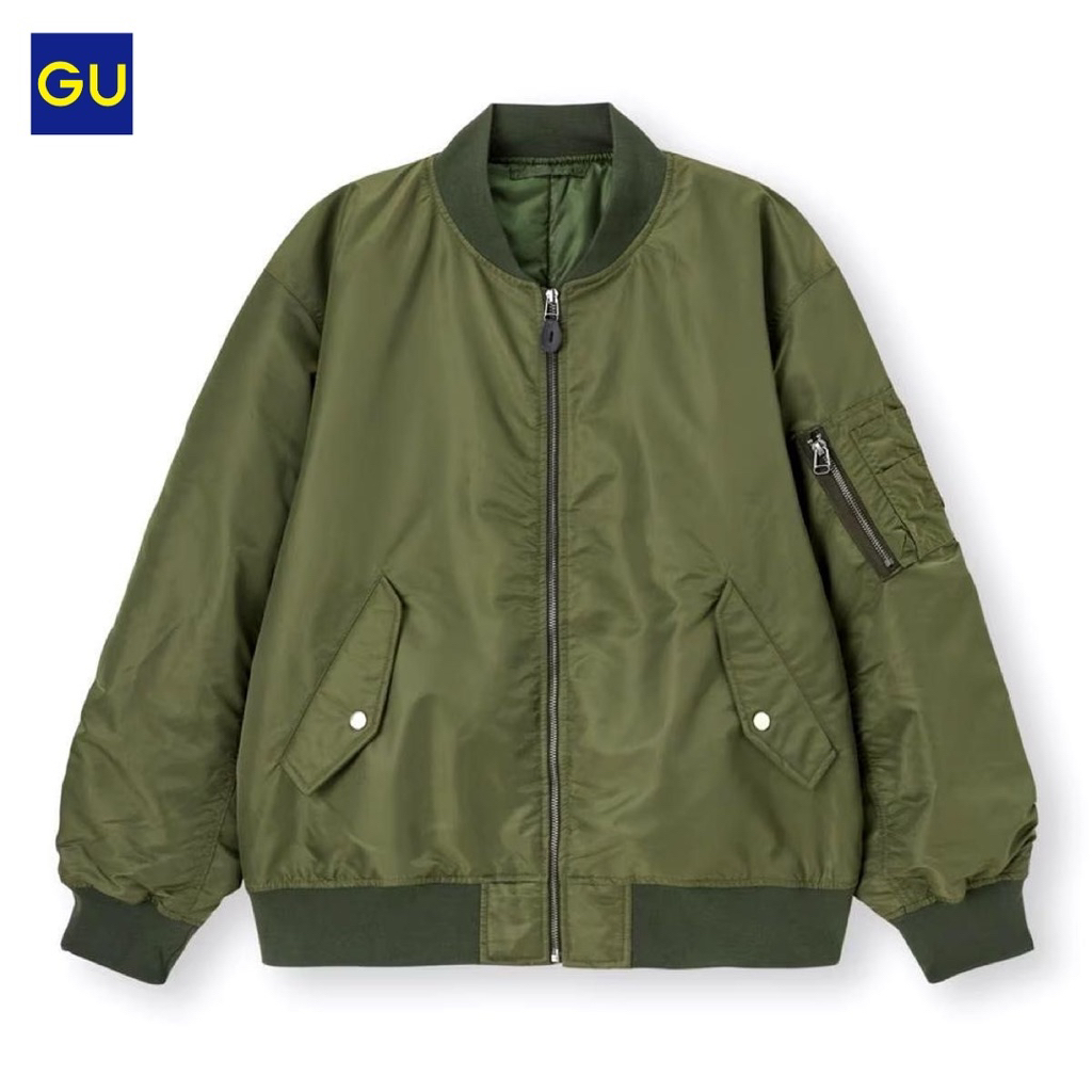 Jaket Bomber Heat Padded MA-1 Gu Uniqlo Olive