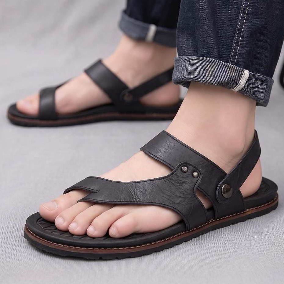 Sandal kulit asli pria ukuran 39-44 - RIOT TEVEZ