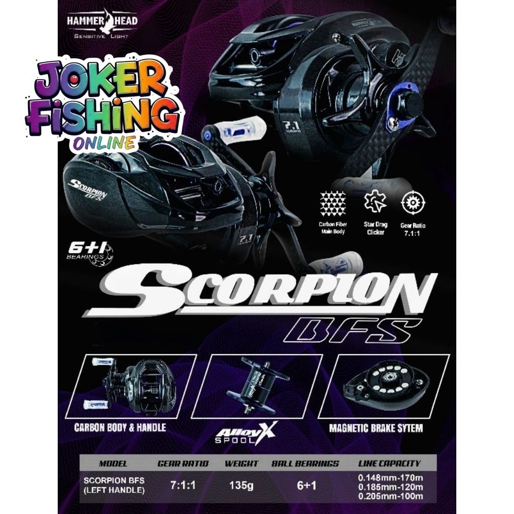 REEL BC HAMMERHEAD SCORPION BFS CARBON -HANDLE KIRI