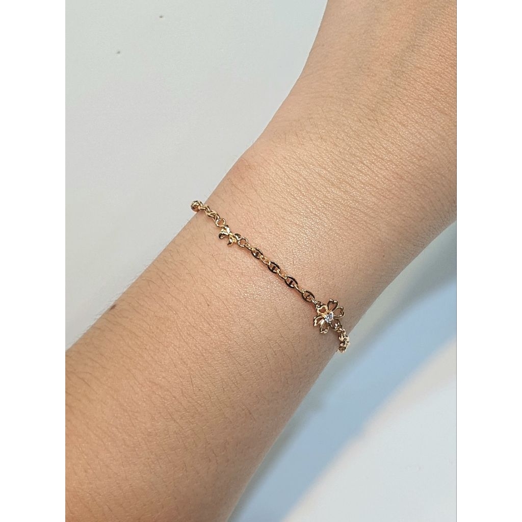 Gelang Rantai Emas Model Pita Bunga Zircon 1.89 Gram 700 16k (RH450)