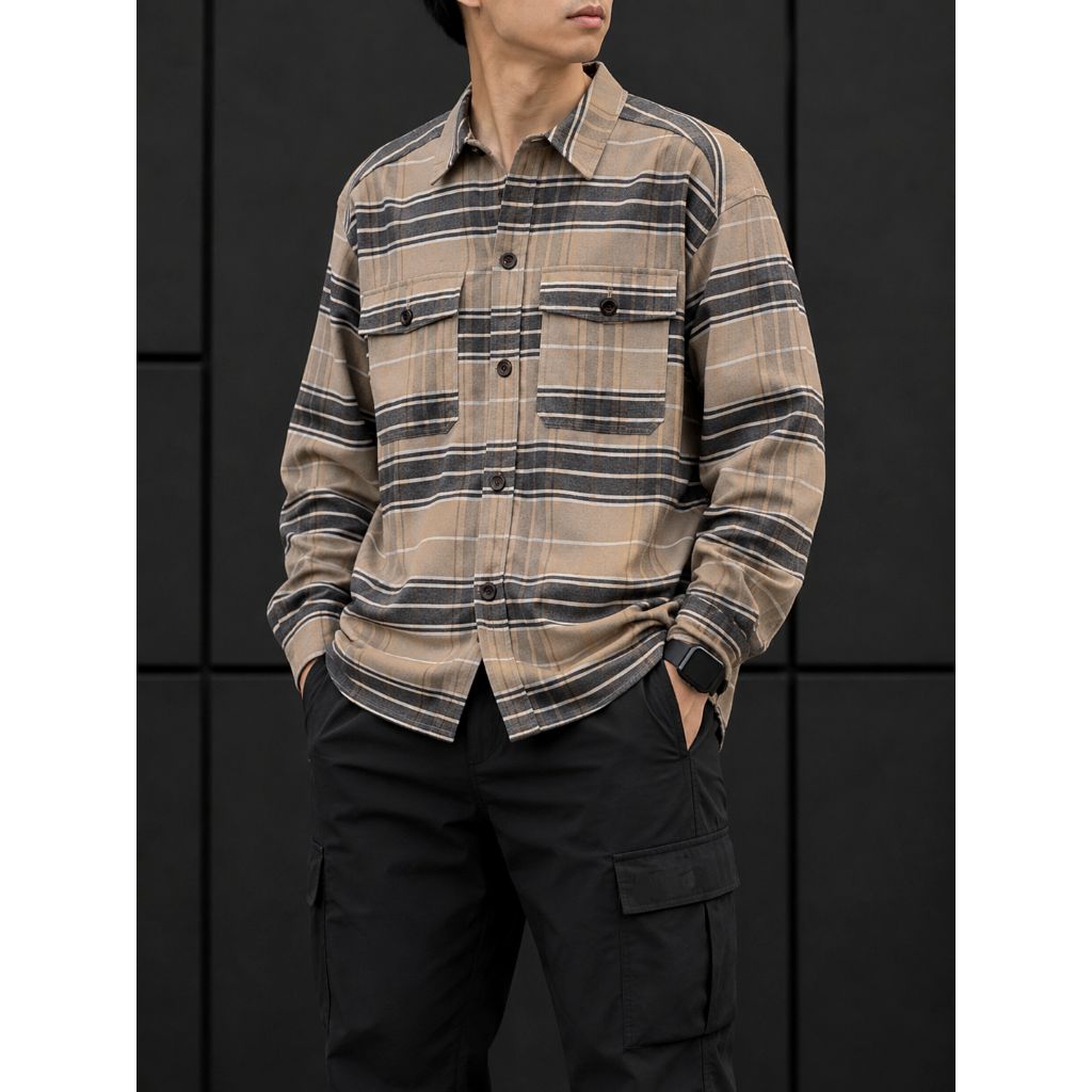 GU UNIQLO JAPAN PLAID OVERSHIRT WOOL