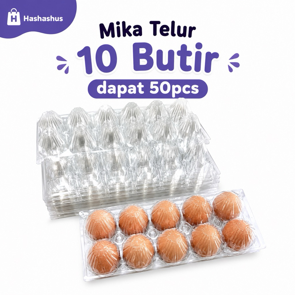 Mika Telur 10butir (Dapat 50pcs) - Mika Telur plastik/Egg tray/ Tray telur plastik