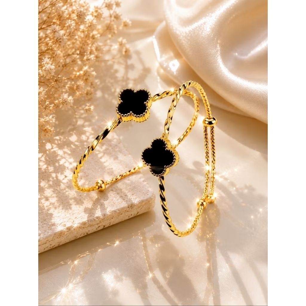 Gelang bangle bunga hitam