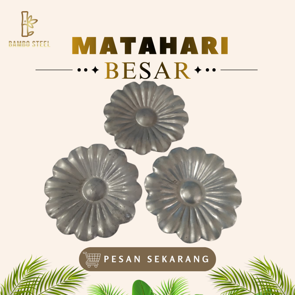MURAH Bunga Matahari BESAR POLOS Besi Plat 9 cm Ornamen Besi Tempa Pagar Teralis Tralis Pintu Gerban