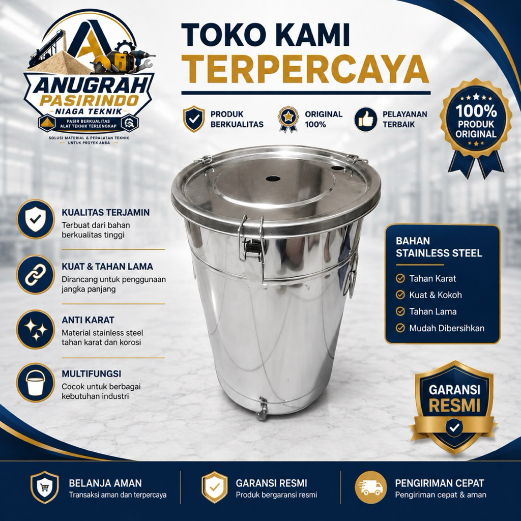 hopper/Tangki Mesin Powder Coating 45 Liter Stainless stell