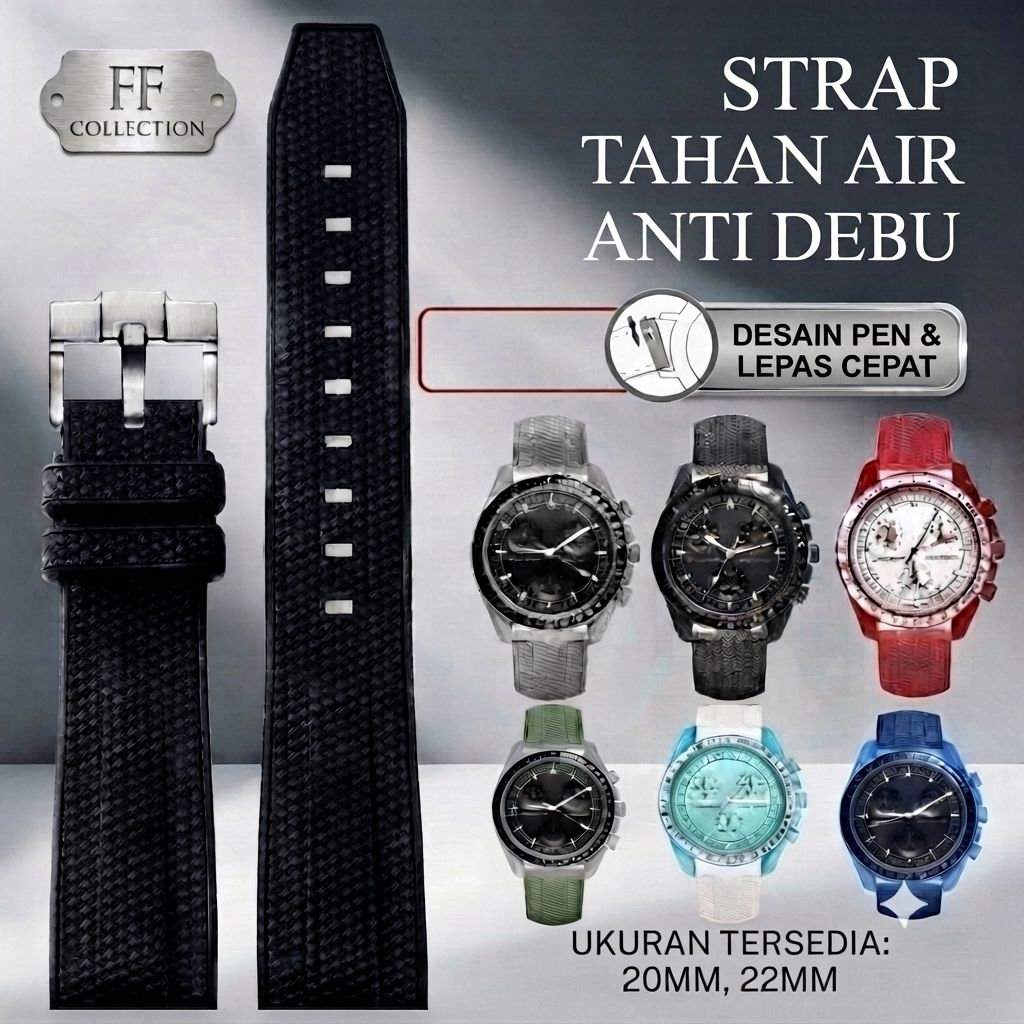 FF HARGA GROSIR ANTI DEBU PEN QUICK RELEASE 20MM 22MM rubber silikon strap moonswatch tali jam tanga