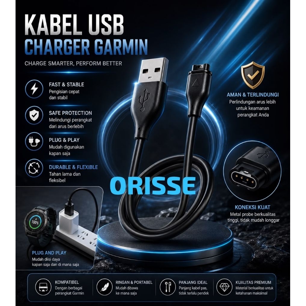 Kabel Charger Smartwatch Garmin Type C / USB Cable Charging Smartwatch Garmin