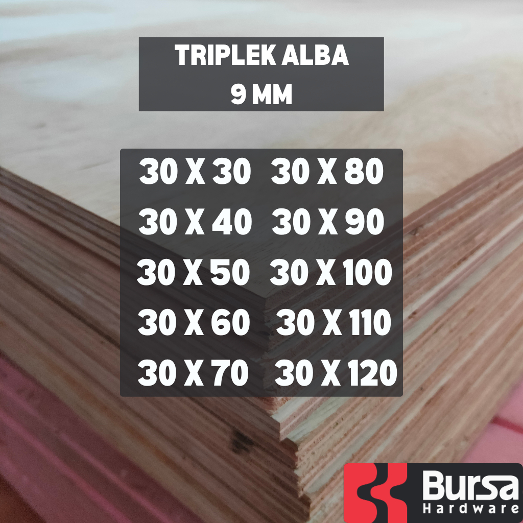 Triplek Custom Potongan Alba 9mm Sengon Plywood Multiplek Halus Lebar 30cm Bahan Kerajinan Serbaguna