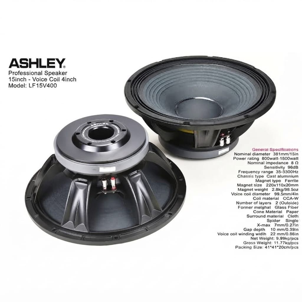 Speaker Ashley LF15V400 Original Ashley 15 Inch Voice Coil 4 Inch LF 15V400 LF 15 V 400