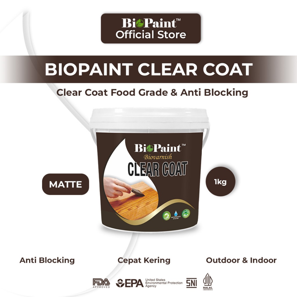 Cat Kayu Transparan Pernis Waterbased Hasil Matte Biovarnish Clear Coat Matte 1 kg Anti Gores
