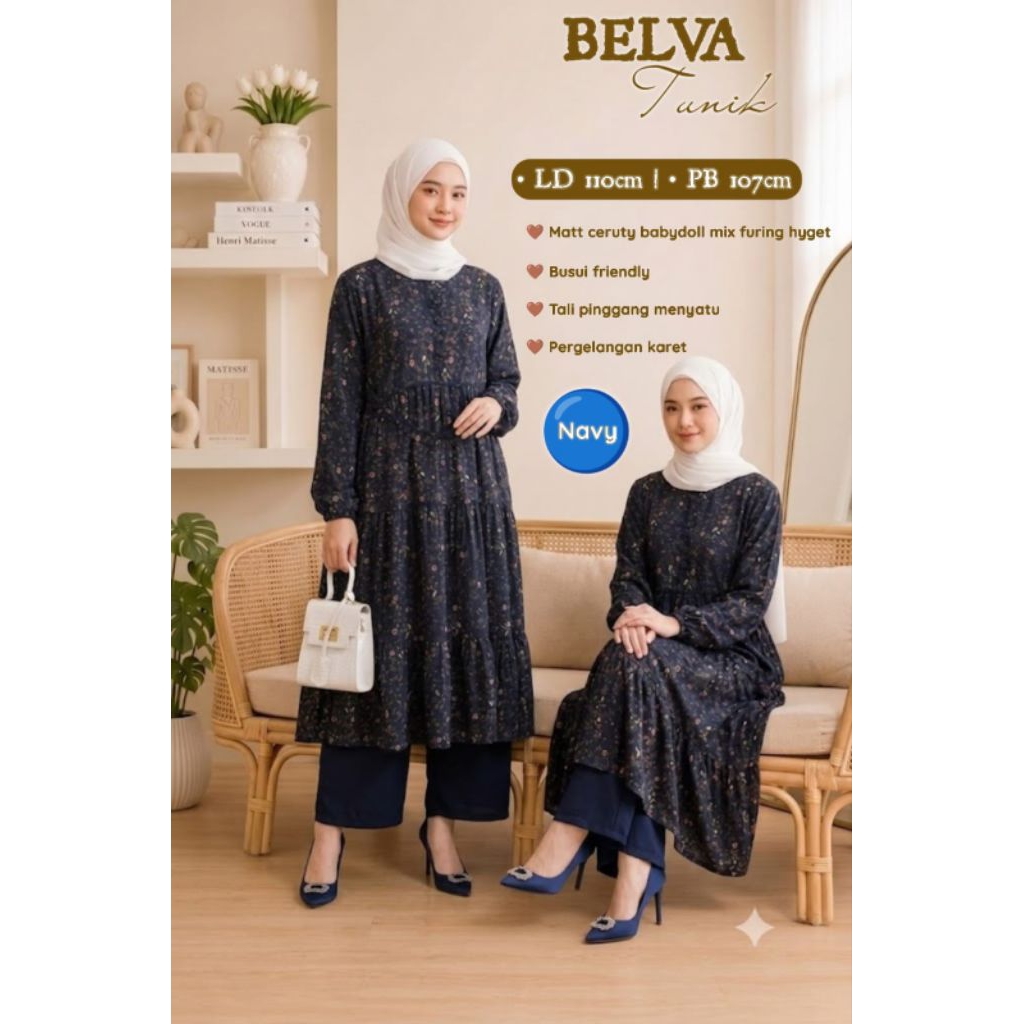 BELVA TUNIK | Tunik Motif | | Tunik Ceruty | | Long Tunik Import |