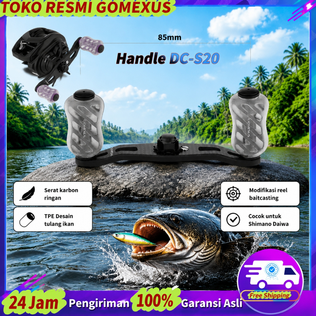 Gomexus DC-S20 Twin Handle Reel Karbon fiber Double Knob Stabilitas yang kuat 85mm For Shimano Daiwa