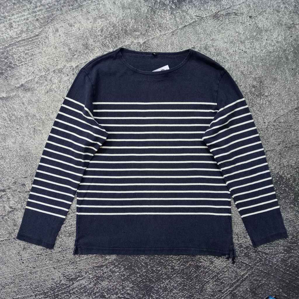 Kaos longsleeve pria UNIQLO motif garis garis casual murah size L