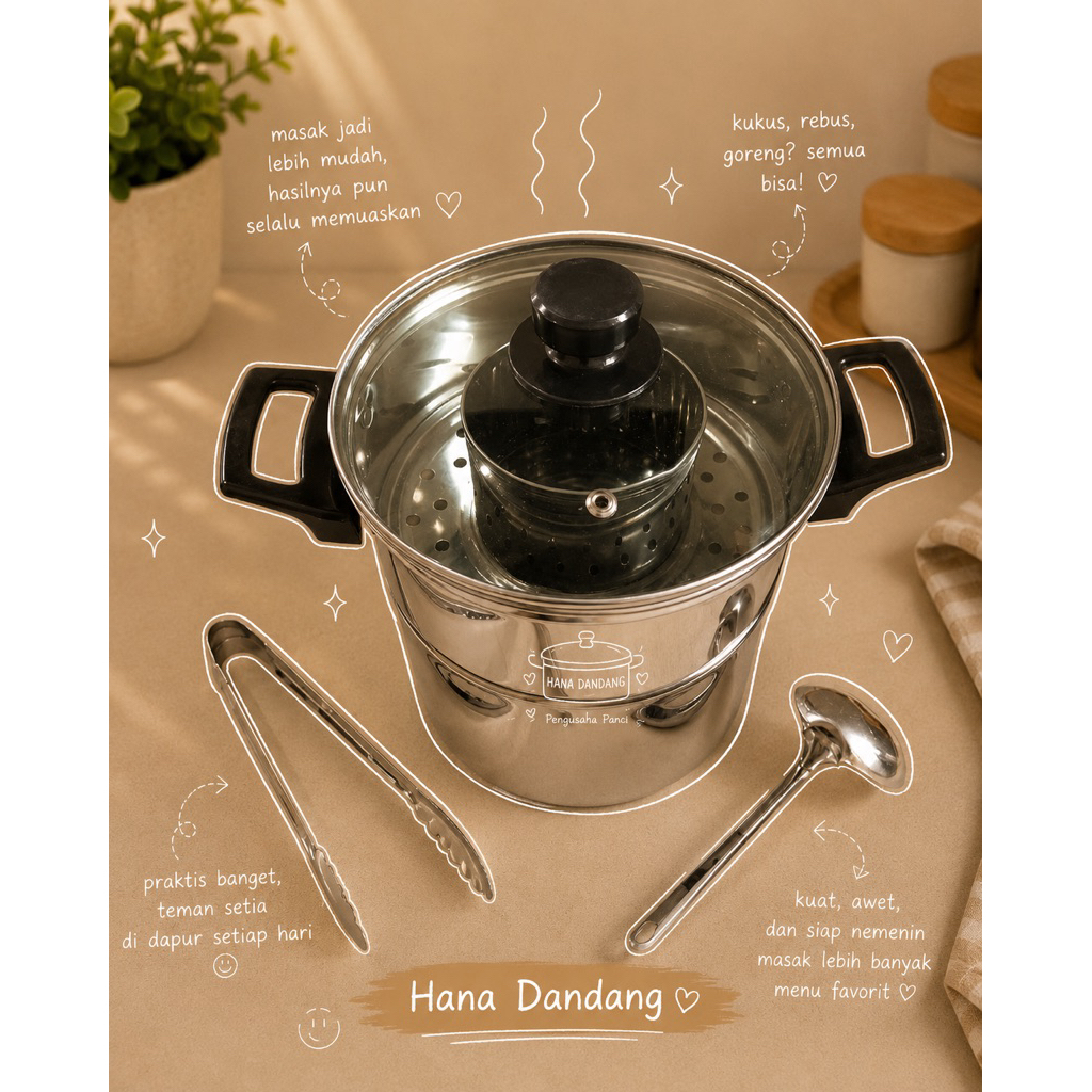 Dandang Bakso Super Mini Bahan stenlish Tutup Kaca16 18cm