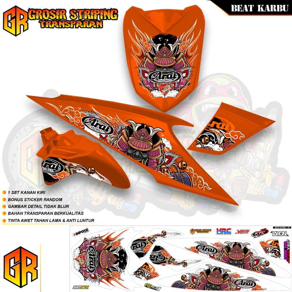 STRIPING TRANSPARAN BEAT KARBU | BEAT KARBU 2009-2012 |BAHAN BENING PREMIUM QUALITY |MOTIP SAMURAI K