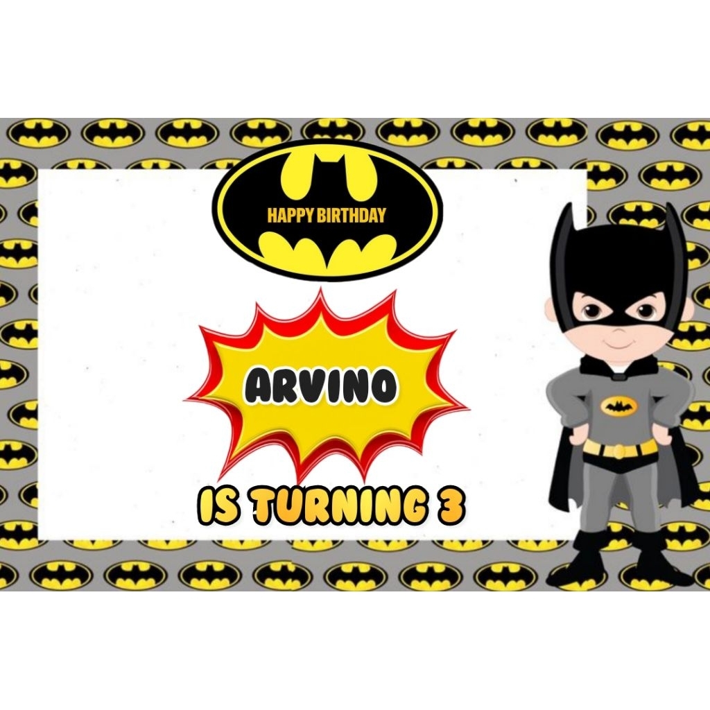 Spanduk BATMAN banner BATMAN spanduk banner ultah anak background BATMAN  custom backdrop ulang tahu